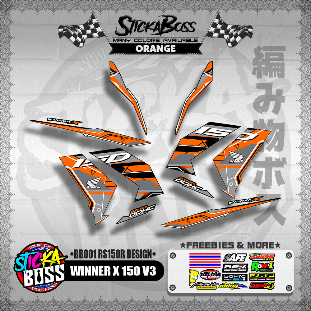 WINNER X 150 V3 DECALS ( BB001 RS150R DESIGN )【WITH FREEBIES】