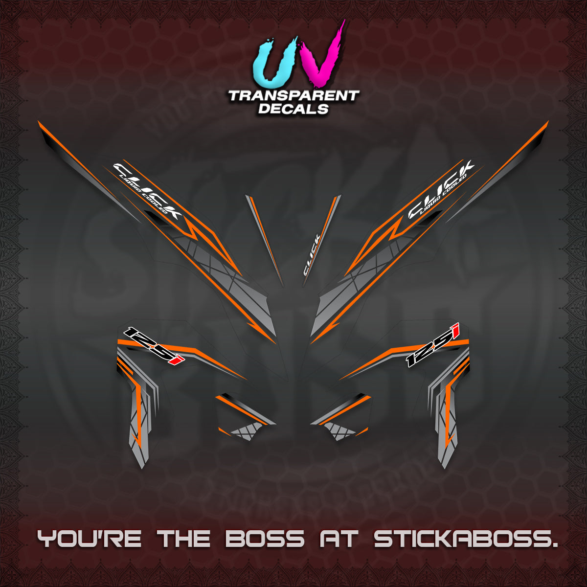 CLICK 125 V3 UV TRANSPARENT DECALS (2023 SIMPLE STRIPE DESIGN) STICKER DECALS By STICKABOSS
