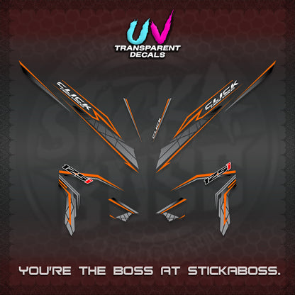 CLICK 125 V3 UV TRANSPARENT DECALS (2023 SIMPLE STRIPE DESIGN) STICKER DECALS By STICKABOSS