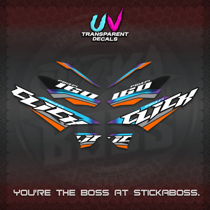 CLICK 160 STRIPING UV TRANSPARENT DECALS (SPORTS RACE STRIPES 01) STICKER KITS BY STICKABOSS