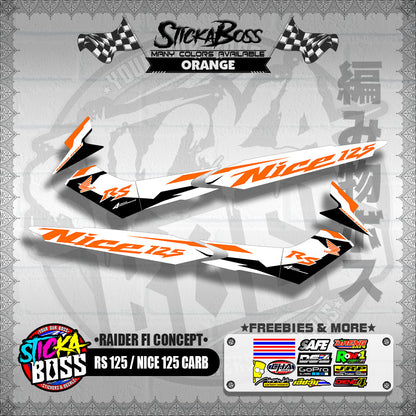 RS 125 / NICE 125 CARB DECALS ( RAIDER FI CONCEPT )【WITH FREEBIES】
