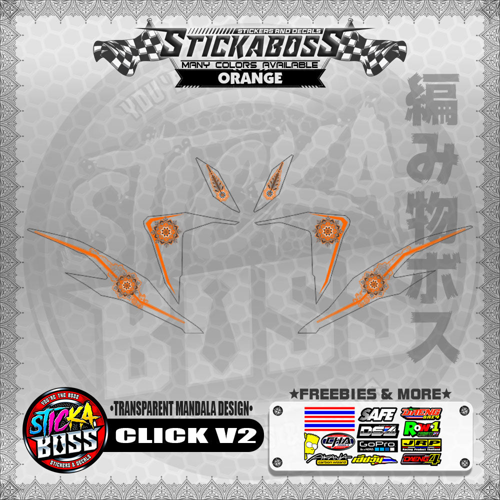 【PREMIUM UV PRINT】TRANSPARENT CLICK V2 DECALS ( MANDALA DESIGN )【WITH FREEBIES】