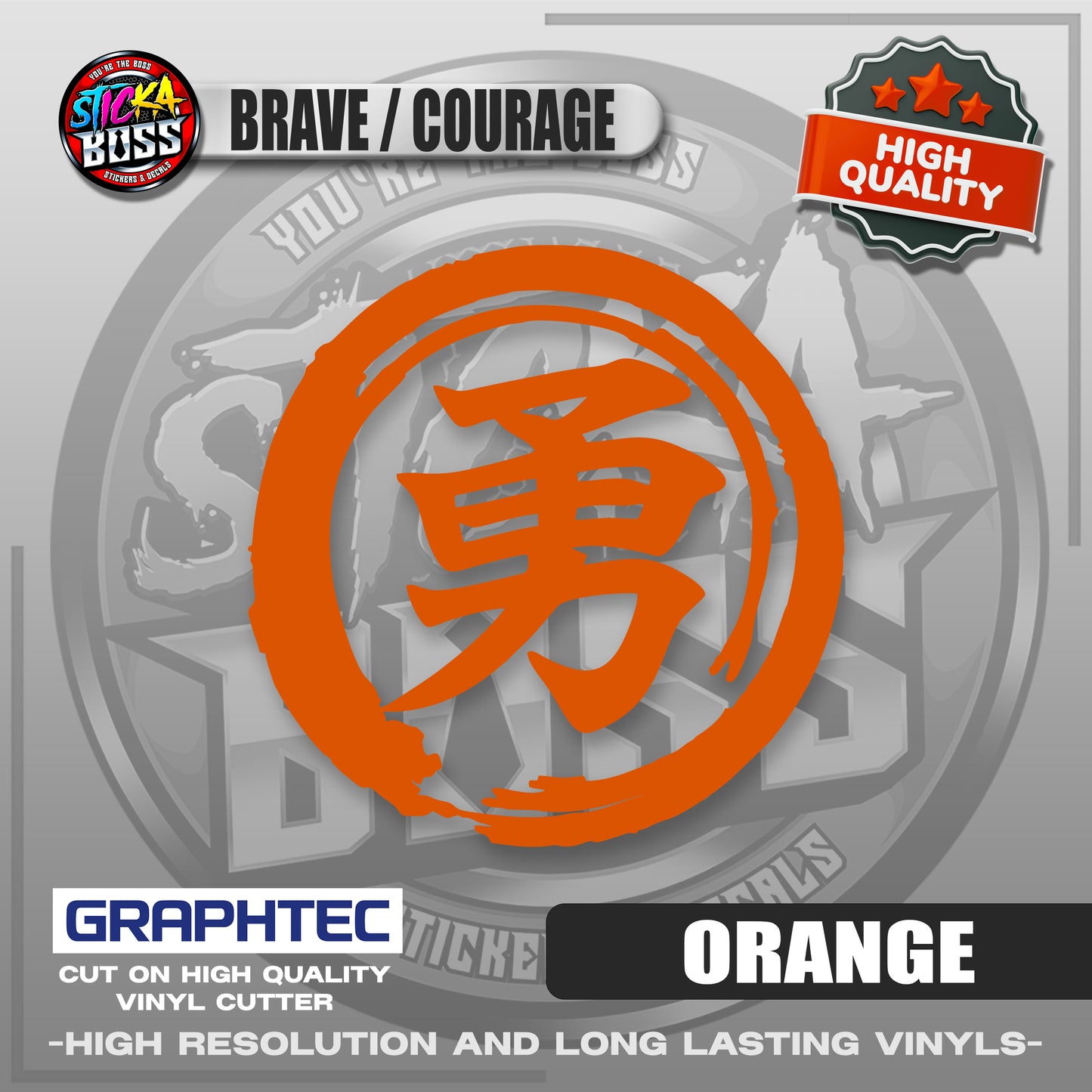 BRAVE COURAGE - JAPANESE KANJI SYMBOL | VINYL WATERPROOF CUT-OUT STICKER DECALS【Stickaboss】