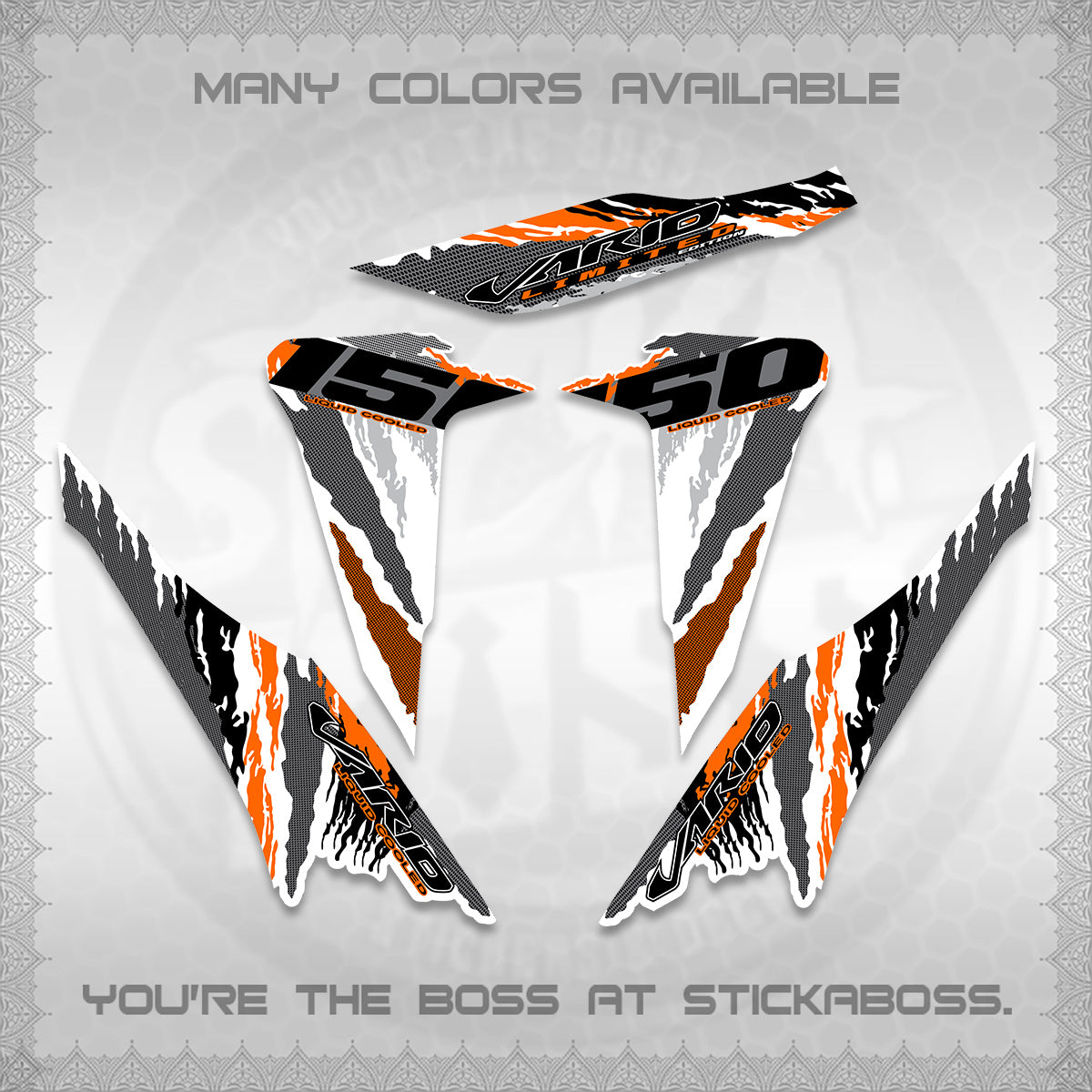 CLICK 150 V2 VARIO FOR WHITE DECALS (2022 SPECIAL SPLASH DESIGN) STICKER KITS BY STICKABOSS