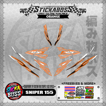 [ PREMIUM UV PRINT ] TRANSPARENT SNIPER 155 STICKER DECALS ( API CUSTOM FIRE STRIPES Y16ZR SPECIAL )