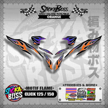 CLICK 125 / 150 V2 DECALS ( MOTIF FLAME )【WITH FREEBIES】