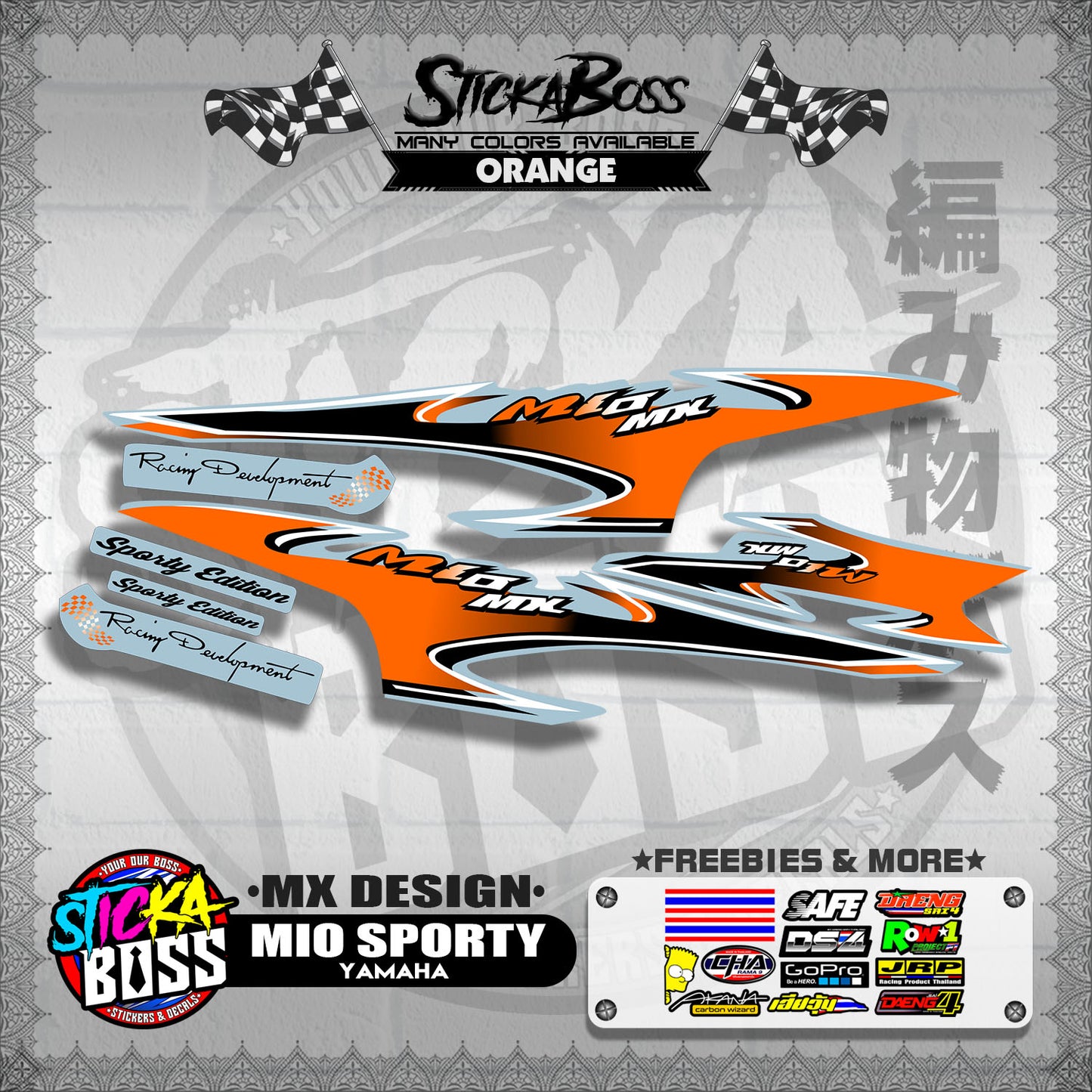 MIO SPORTY STOCK DECALS ( MX DESIGN )【WITH FREEBIES】