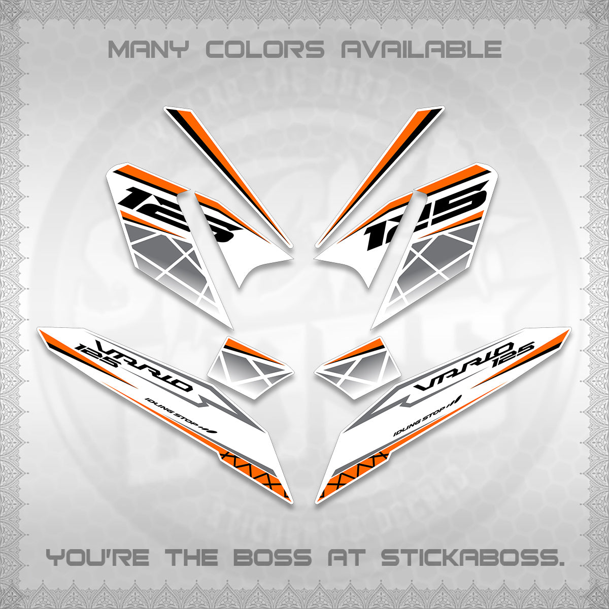 CLICK 125 V4 VARIO FOR WHITE DECALS (2026 MODERN STRIPE DESIGN) STICKER KITS BY STICKABOSS