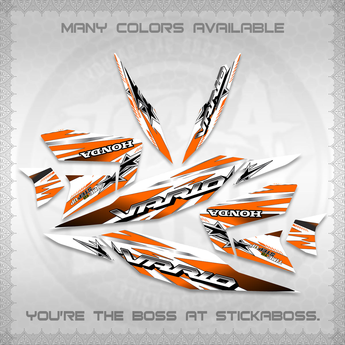 CLICK 125 V4 VARIO FOR WHITE DECALS (2026 BLACK STAR DESIGN) STICKER DECALS By STICKABOSS