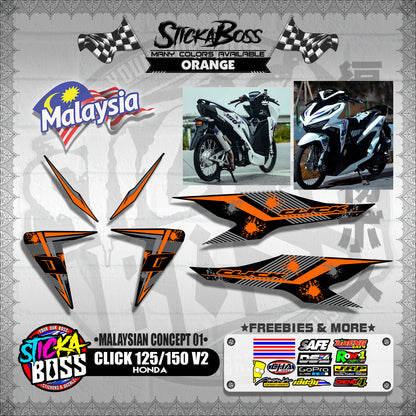 CLICK 125 / 150 V2 DECALS ( MALAYSIAN CONCEPT 01 )【WITH FREEBIES】