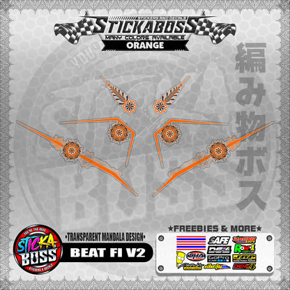 【PREMIUM UV PRINT】TRANSPARENT BEAT FI V2 STICKER DECALS ( MANDALA DESIGN )【WITH FREEBIES】