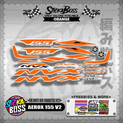 AEROX 155 V2 DECALS ( FOR WHITE NEW CONNECTED 2023 )【WITH FREEBIES】