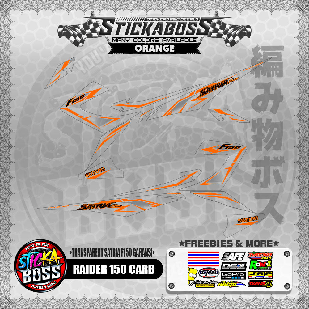 【PREMIUM UV PRINT】TRANSPARENT RAIDER 150 CARB DECALS ( SATRIA F150 GARANSI )【WITH FREEBIES】