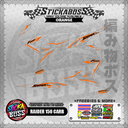 【PREMIUM UV PRINT】TRANSPARENT RAIDER 150 CARB DECALS ( SATRIA F150 GARANSI )【WITH FREEBIES】