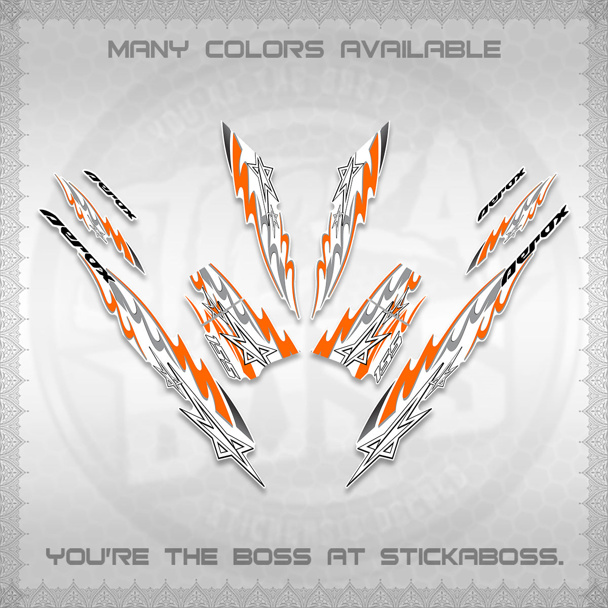 AEROX V2 INDO FOR WHITE DECALS (2026 STAR 0001 MOTIF) STICKER KITS By STICKABOSS