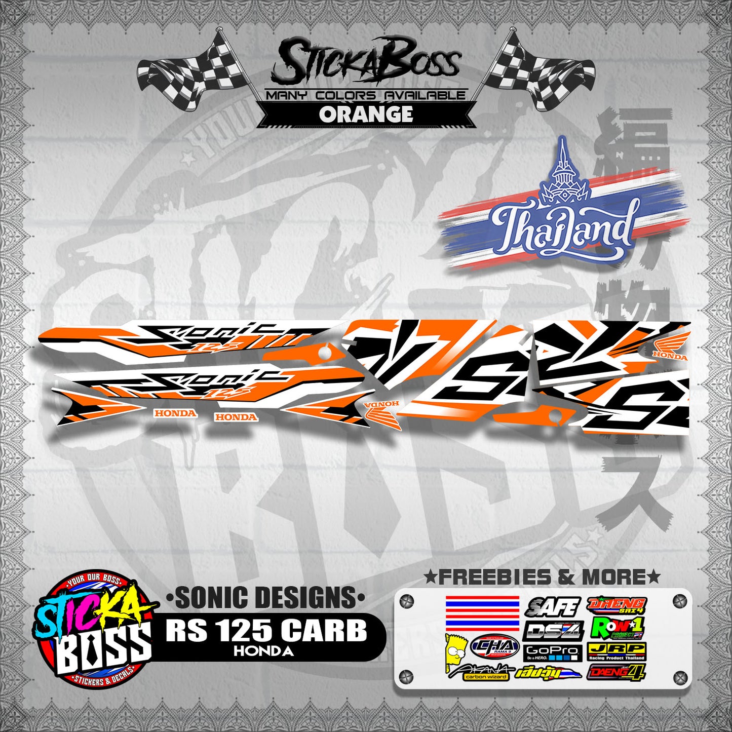 RS 125 CARB THAI DECALS ( SONIC DESIGNS )【WITH FREEBIES】