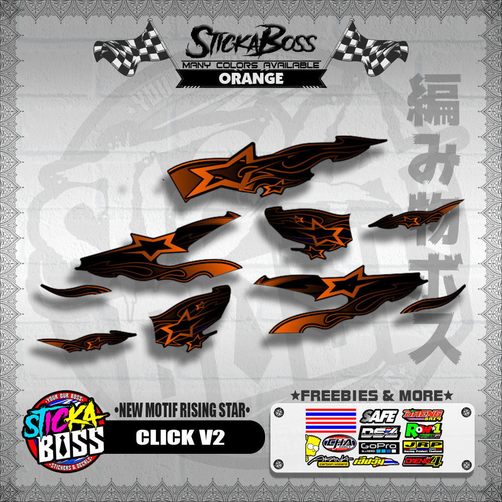 CLICK V2 DECALS ( NEW MOTIF RISING STAR ) [ PREMIUM GLOSSY LAMINATED ]【WITH FREEBIES】