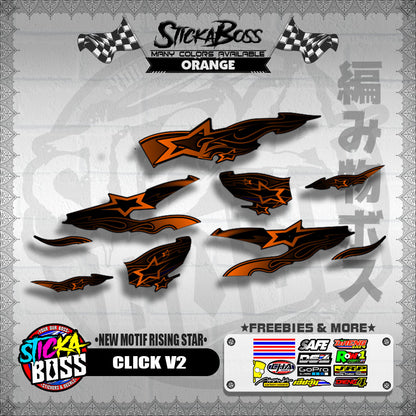 CLICK V2 DECALS ( NEW MOTIF RISING STAR ) [ PREMIUM GLOSSY LAMINATED ]【WITH FREEBIES】