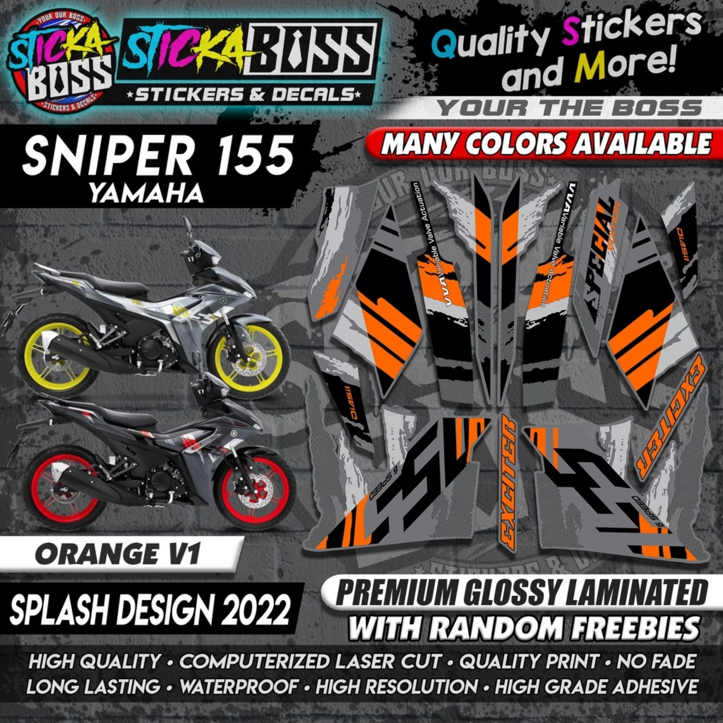 Sniper 155 NEW STOCK DECALS (SPLASH DESIGN 2022) MALAYSIAN CONCEPT【WITH FREEBIES】