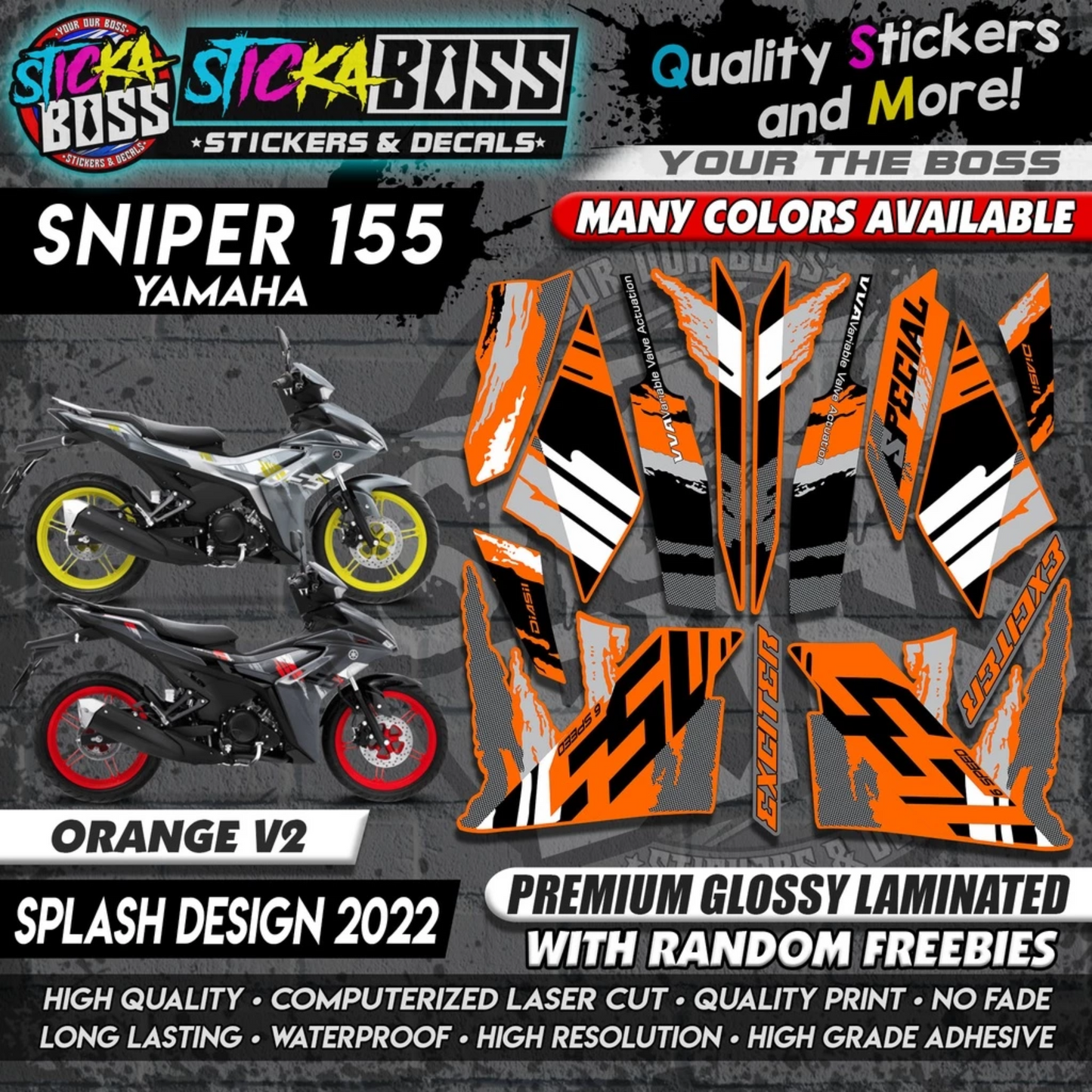 Sniper 155 NEW STOCK DECALS (SPLASH DESIGN 2022) MALAYSIAN CONCEPT【WITH FREEBIES】