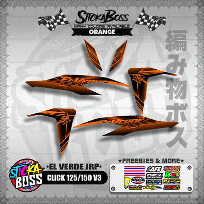 CLICK 125 / 150 V3 DECALS ( EL VERDE JRP )【WITH FREEBIES】