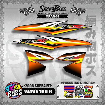 WAVE 100 R STOCK DECALS ( 2006 SUPRA FIT )【WITH FREEBIES】