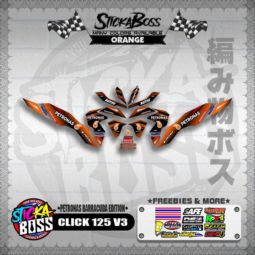 CLICK 125 V3 DECALS ( PETRONAS BARRACUDA EDITION )【WITH FREEBIES】