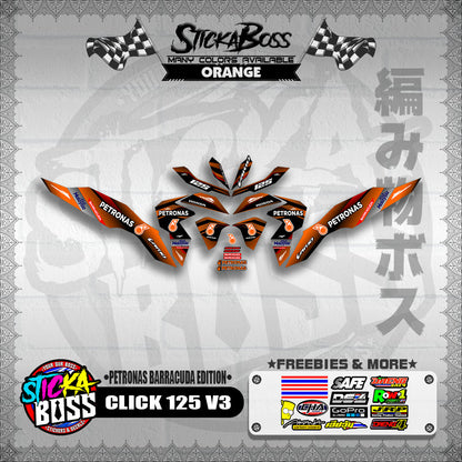 CLICK 125 V3 DECALS ( PETRONAS BARRACUDA EDITION )【WITH FREEBIES】