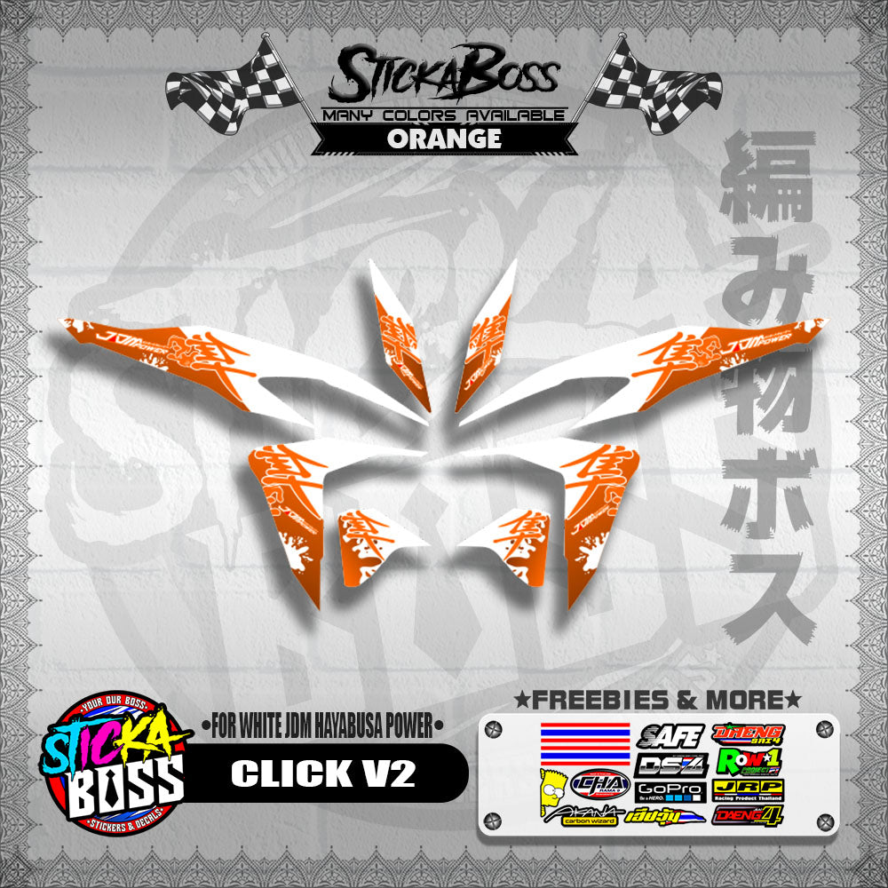 CLICK V2 DECALS ( FOR WHITE JDM HAYABUSA POWER ) [ PREMIUM GLOSSY LAMINATED ]【WITH FREEBIES】