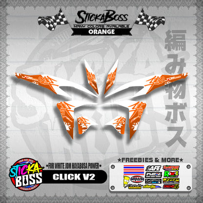 CLICK V2 DECALS ( FOR WHITE JDM HAYABUSA POWER ) [ PREMIUM GLOSSY LAMINATED ]【WITH FREEBIES】