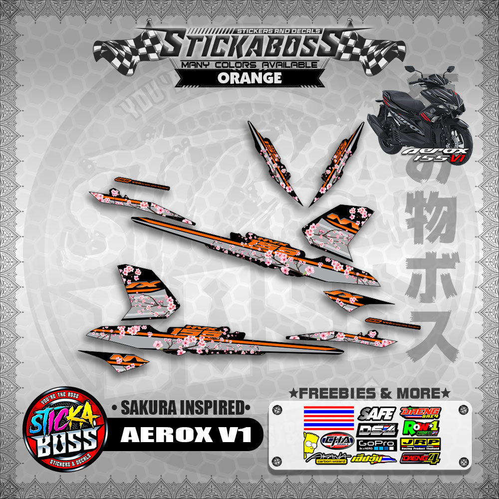 AEROX V1 STICKER DECALS ( SAKURA INSPIRED )【WITH FREEBIES】