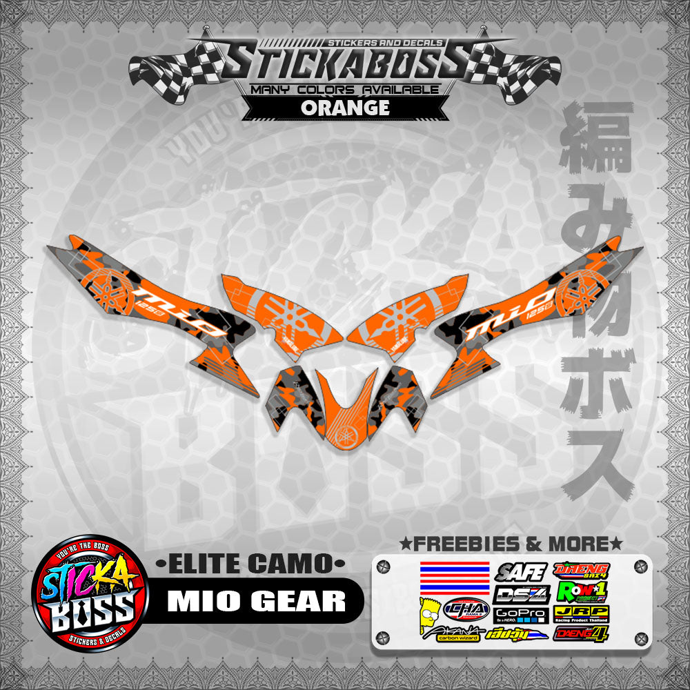 MIO GEAR STICKER DECALS ( ELITE CAMO )【WITH FREEBIES】