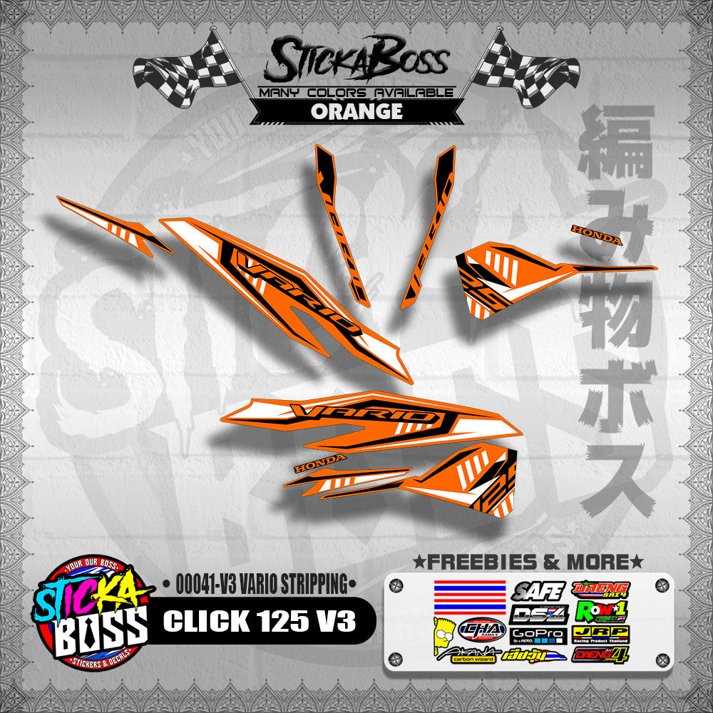 CLICK 125 V3 DECALS ( 00041-V3 VARIO STRIPPING )【WITH FREEBIES】