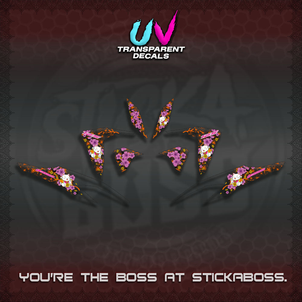 【PREMIUM UV PRINT】TRANSPARENT  CLICK 125 V2 DECALS (LUCKY CAT SAKURA STRIPING)By STICKABOSS