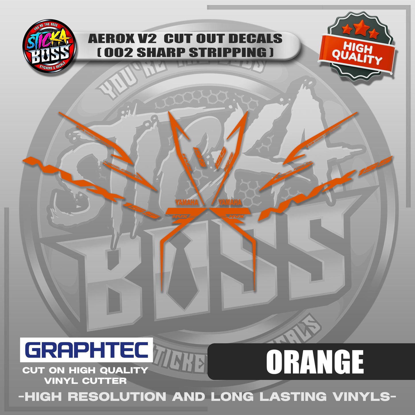 AEROX V2 CUT OUT DECALS ( 002 SHARP STRIPPING ) | VINYL WATERPROOF CUT-OUT STICKER DECALS