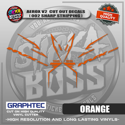 AEROX V2 CUT OUT DECALS ( 002 SHARP STRIPPING ) | VINYL WATERPROOF CUT-OUT STICKER DECALS