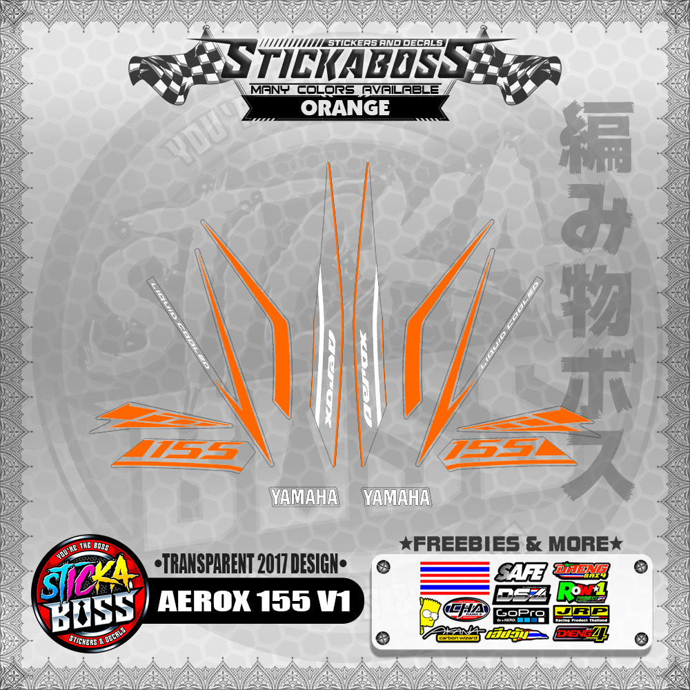 【PREMIUM UV PRINT】TRANSPARENT AEROX 155 V1 STOCK DECALS ( 2017 DESIGNS )【WITH FREEBIES】