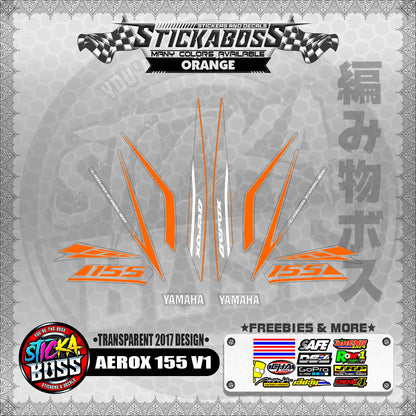 【PREMIUM UV PRINT】TRANSPARENT AEROX 155 V1 STOCK DECALS ( 2017 DESIGNS )【WITH FREEBIES】
