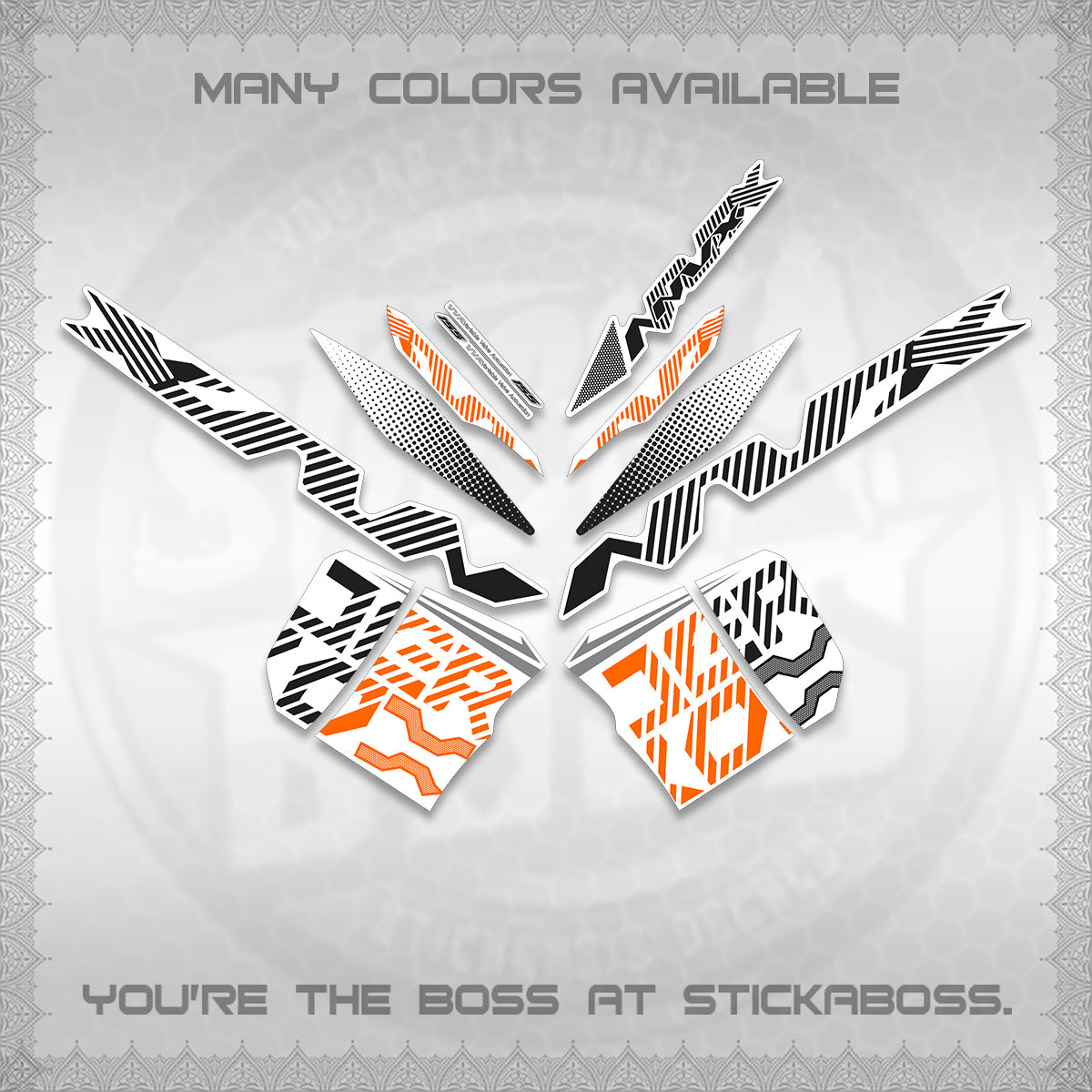 AEROX V2 NVX FOR WHITE DECALS (2024 NEW 001 DESIGN) STICKER DECALS By STICKABOSS