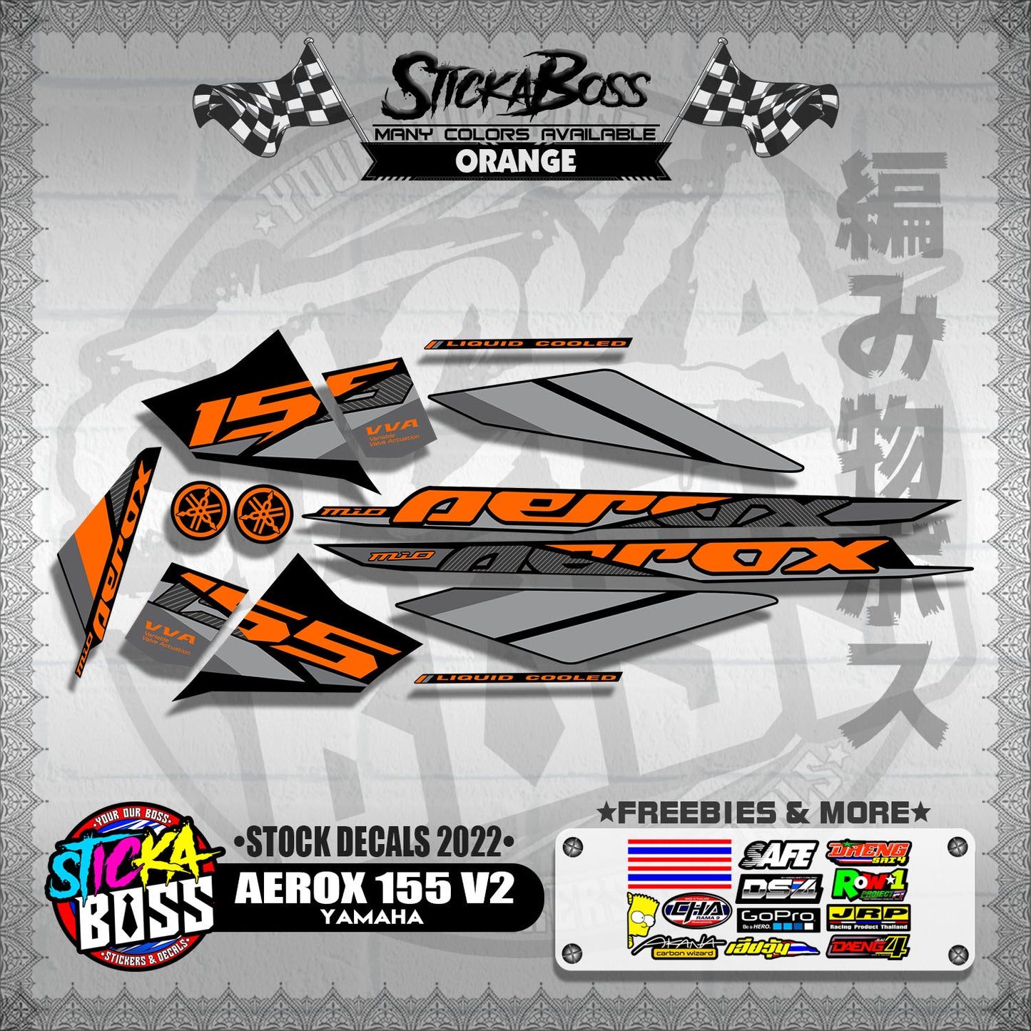 AEROX 155 V2 ( STOCK DECALS 2022 )【WITH FREEBIES】