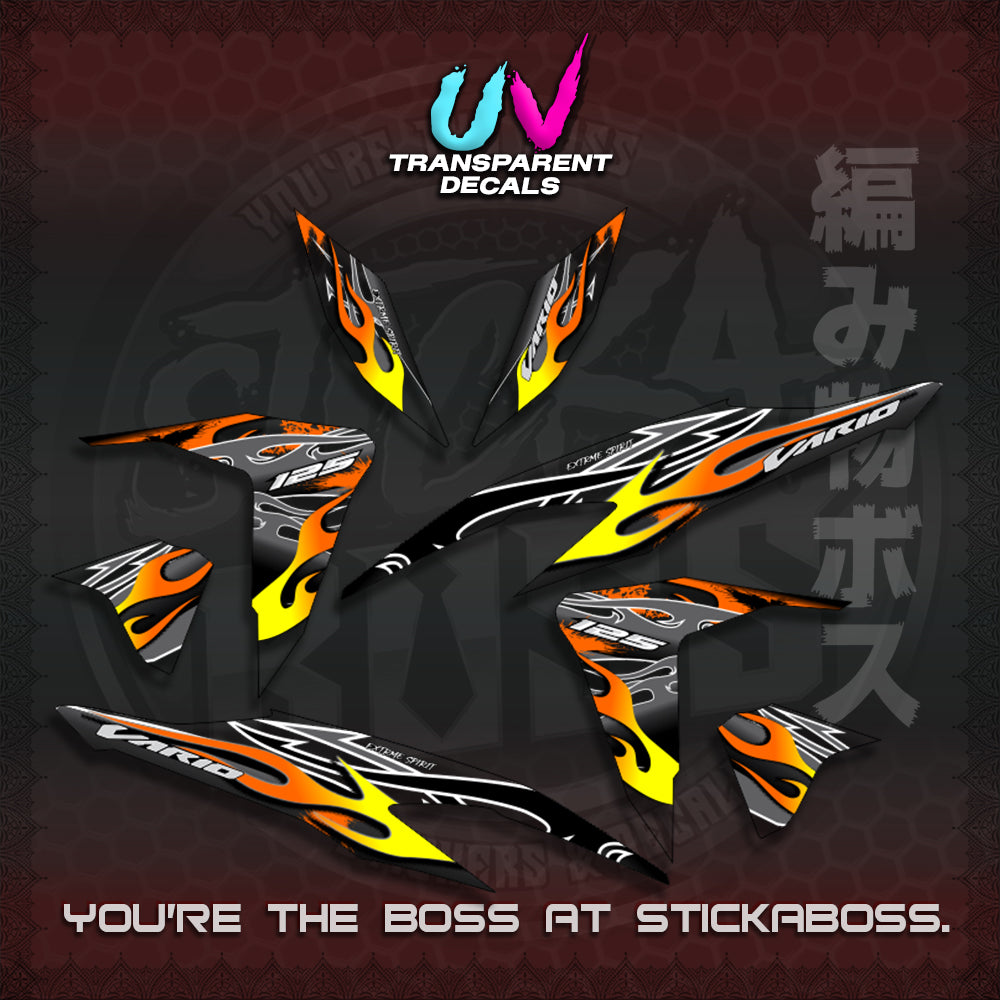 CLICK 125 V2 MALAY CONCEPT ( TRANSPARENT TRIBAL X FIRE CUSTOM ) STICKER DECALS By STICKABOSS