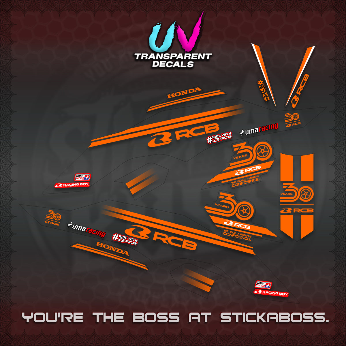 CLICK 125 V3 UV TRANSPARENT DECALS (2026 30TH ANNIVERSARY RACING DESIGN) STICKER DECALS By STICKABOSS