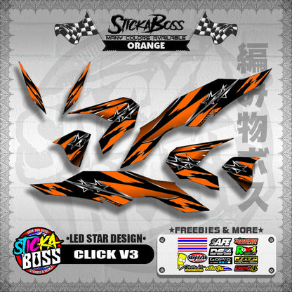 CLICK V3 DECALS ( LED STAR DESIGN )【WITH FREEBIES】