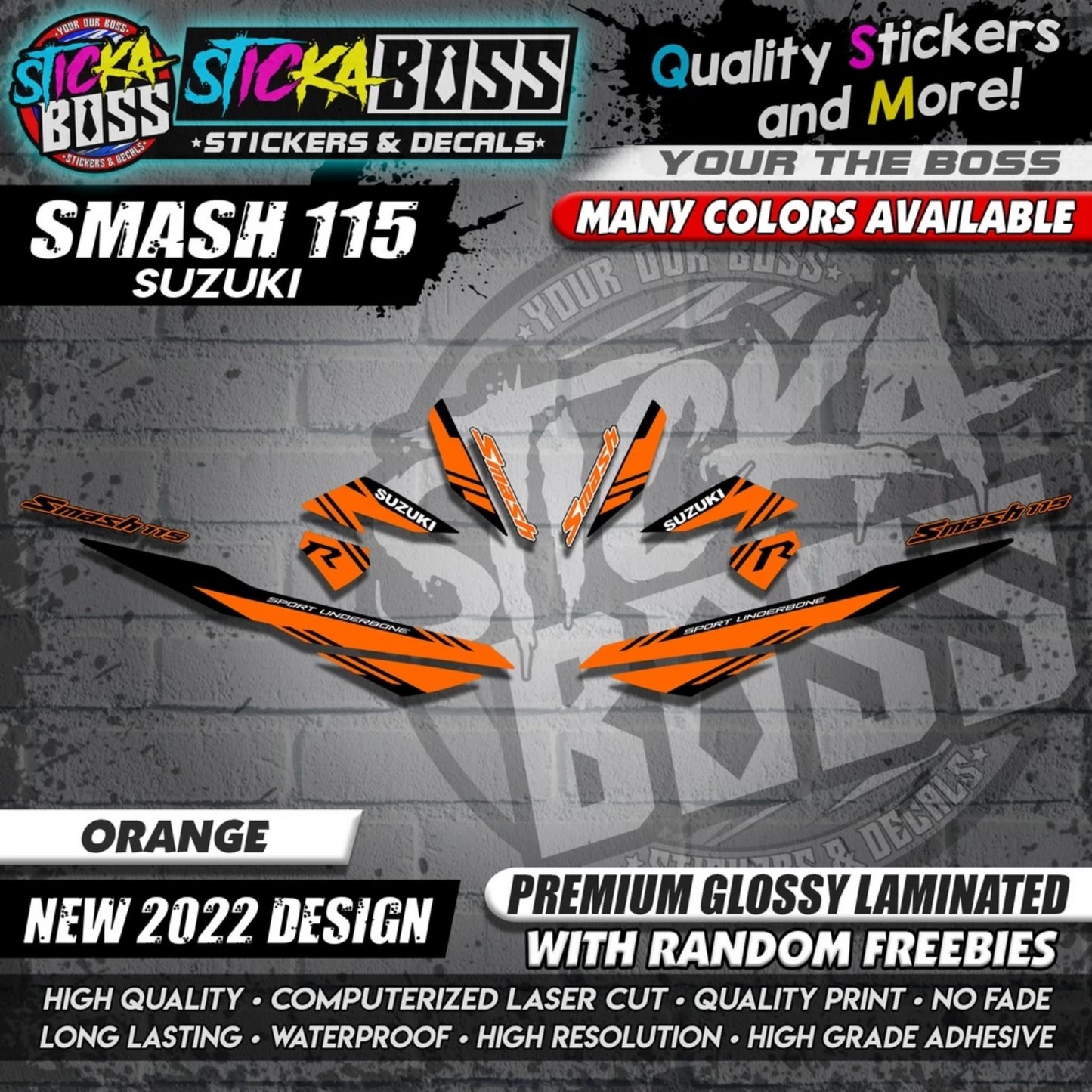 Suzuki Smash 115 Stock Decals (NEW 2022 DESIGN)【WITH FREEBIES】