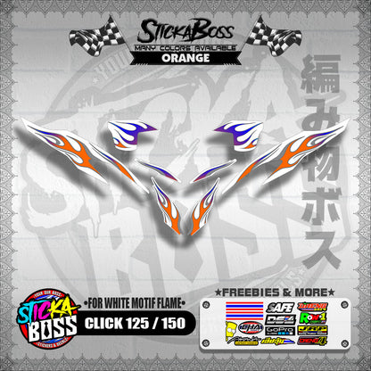 CLICK 125 / 150 V2 DECALS ( FOR WHITE MOTIF FLAME )【WITH FREEBIES】