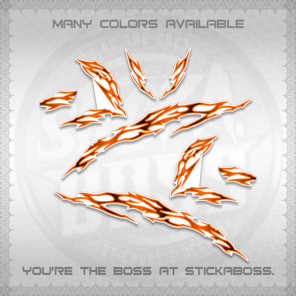 CLICK 125 V3 FOR WHITE DECALS (2026 TRIBAL LIGHTNING DESIGN) STICKER KITS BY STICKABOSS
