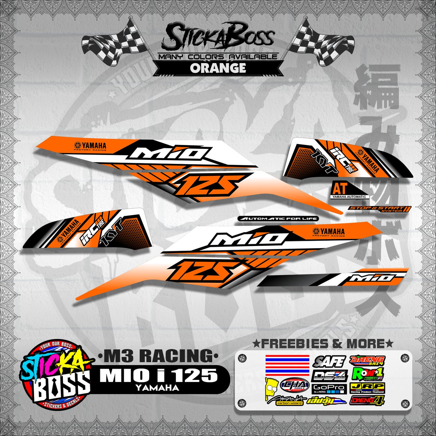 MIO i 125 STOCK DECALS ( M3 RACING ) 【WITH FREEBIES】