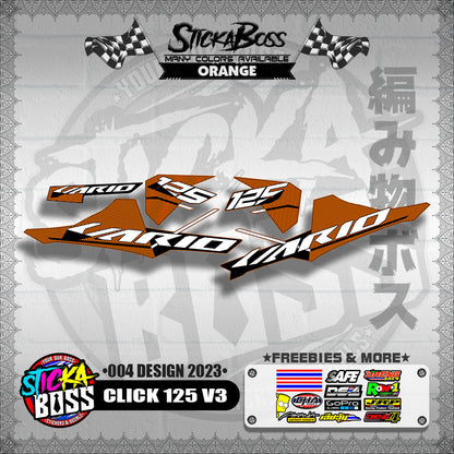 CLICK 125 V3 STOCK DECALS ( 004 DESIGN 2023 ) VARIO【WITH FREEBIES】
