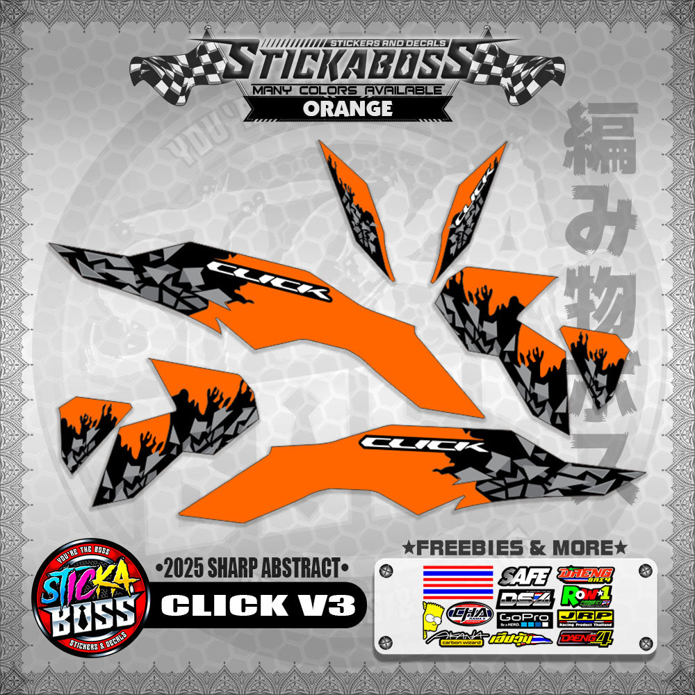 CLICK V3 INDO STICKER DECALS ( 2025 SHARP ABSTRACT  )【WITH FREEBIES】