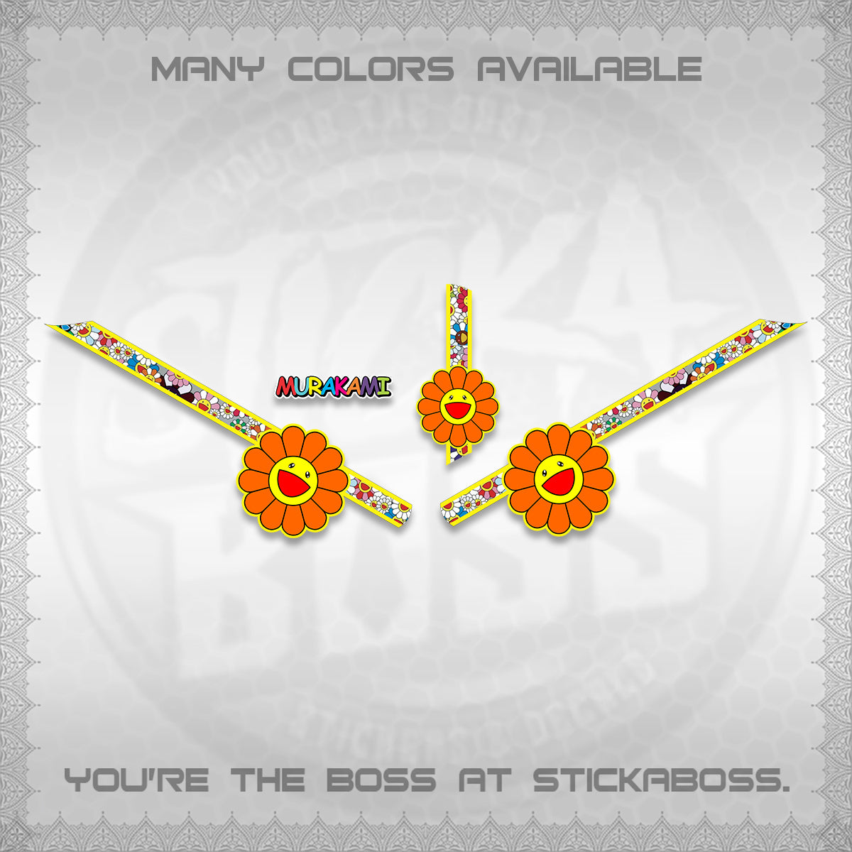GIORNO 125 DECALS (MURAKAMI FLOWER DESIGN) STICKER DECALS BY STICKABOSS